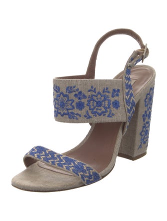 Tabitha Simmons Canvas Floral Print Slingback Sandals