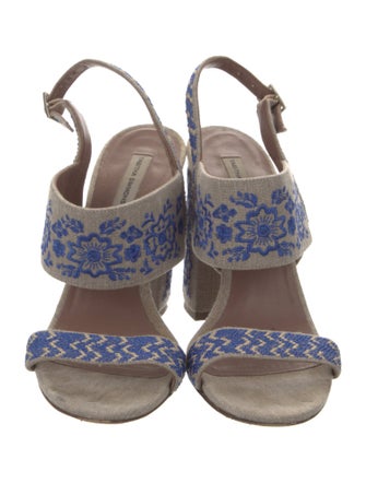 Tabitha Simmons Canvas Floral Print Slingback Sandals
