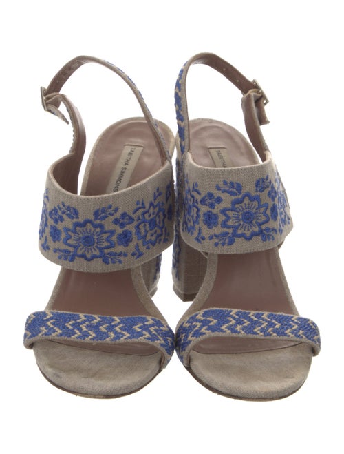 Tabitha Simmons Canvas Floral Print Slingback Sandals