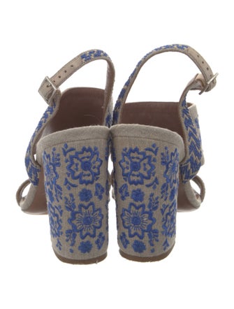 Tabitha Simmons Canvas Floral Print Slingback Sandals