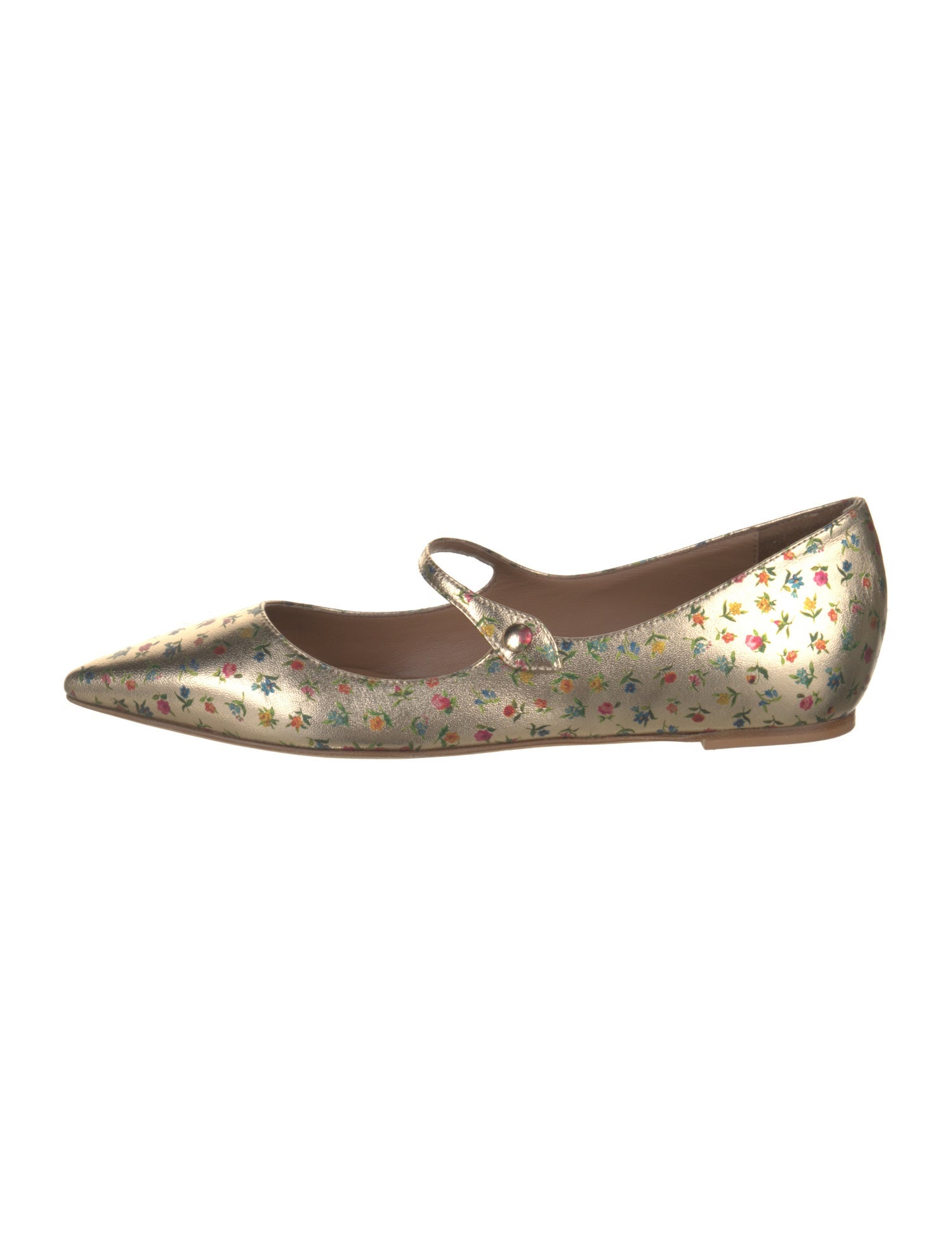 Tabitha Simmons Leather Floral Print Mary Jane Flats