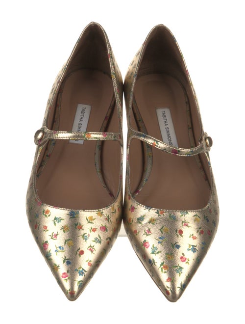 Tabitha Simmons Leather Floral Print Mary Jane Flats