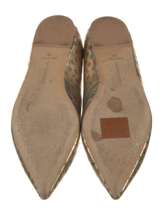 Tabitha Simmons Leather Floral Print Mary Jane Flats