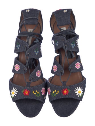 Tabitha Simmons Denim Printed Gladiator Sandals