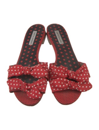 Tabitha Simmons Polka Dot Print Bow Accents Slides