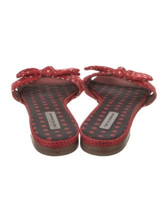 Tabitha Simmons Polka Dot Print Bow Accents Slides