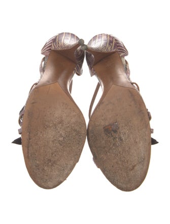 Tabitha Simmons Snakeskin Animal Print Slingback Sandals