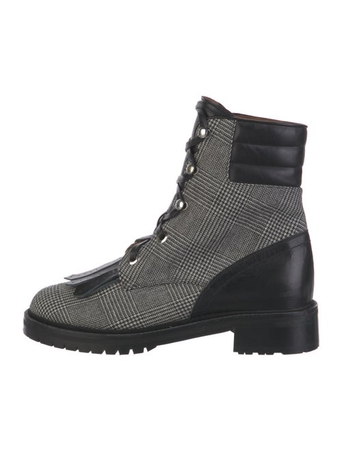 Tabitha Simmons Canvas Plaid Print Combat Boots
