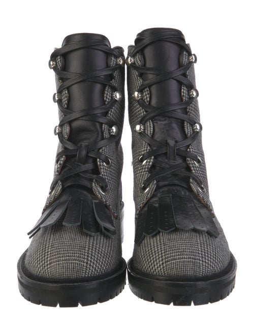 Tabitha Simmons Canvas Plaid Print Combat Boots