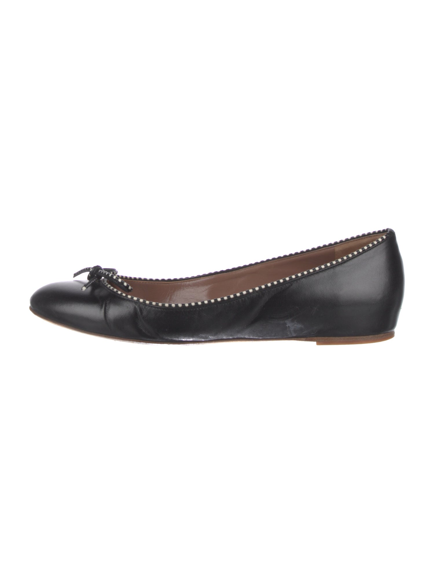 Tabitha Simmons Leather Bow Accents Ballet Flats