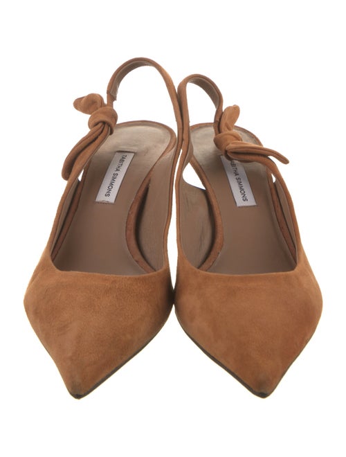 Tabitha Simmons Suede Bow Accents Slingback Pumps