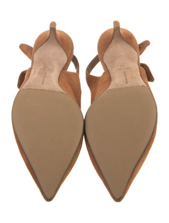 Tabitha Simmons Suede Bow Accents Slingback Pumps