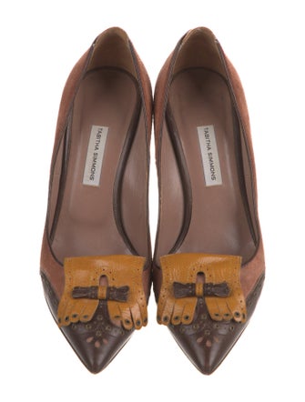 Tabitha Simmons Suede Colorblock Pattern Pumps