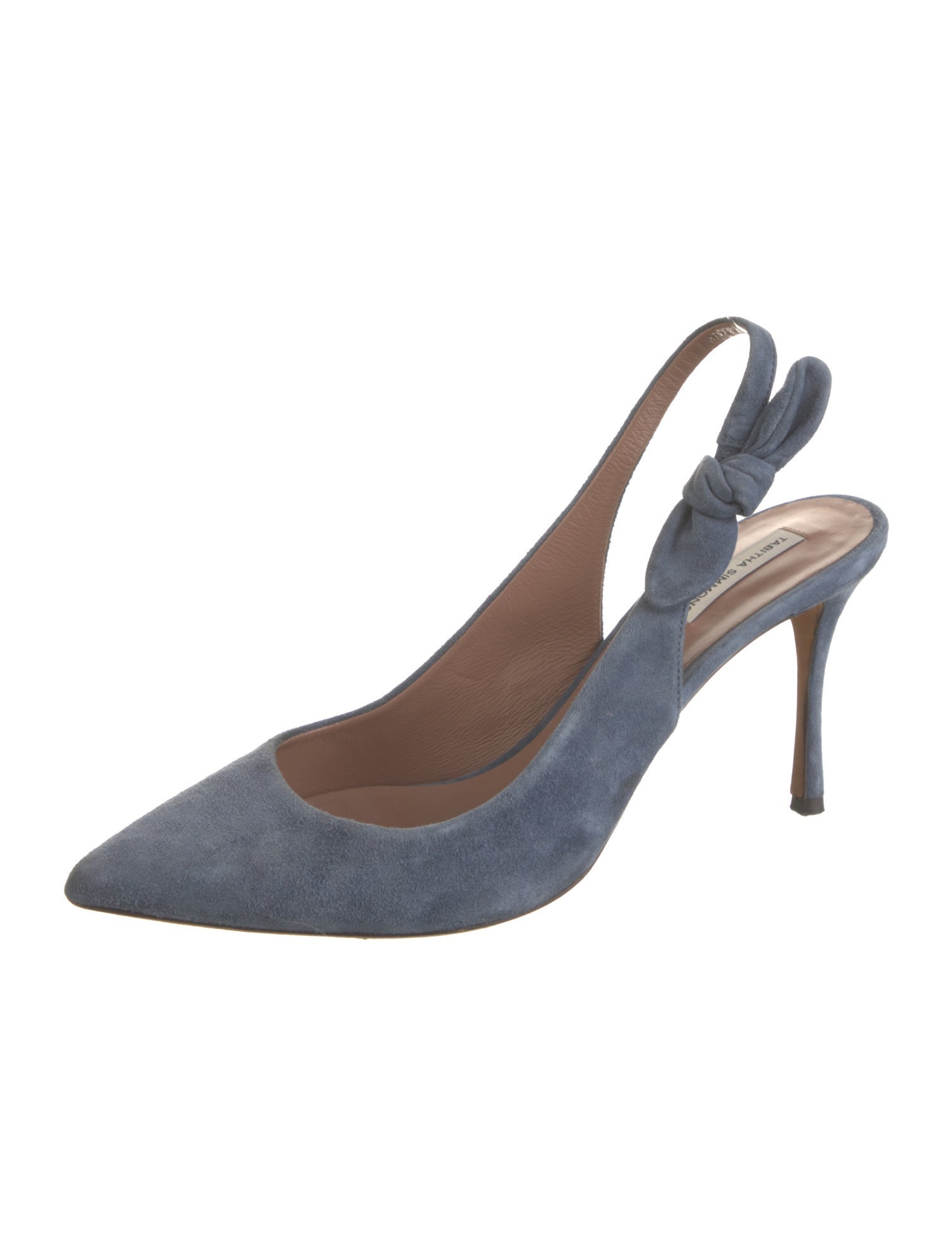 Tabitha Simmons Suede Bow Accents Slingback Pumps
