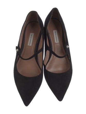 Tabitha Simmons Suede Crystal Embellishments Mary Jane Flats