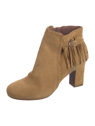 Tabitha Simmons Suede Fringe Trim Accent Boots