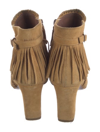 Tabitha Simmons Suede Fringe Trim Accent Boots