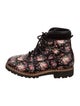Tabitha Simmons Leather Floral Print Combat Boots