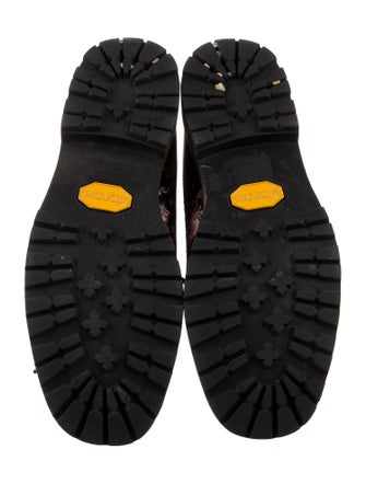 Tabitha Simmons Leather Floral Print Combat Boots