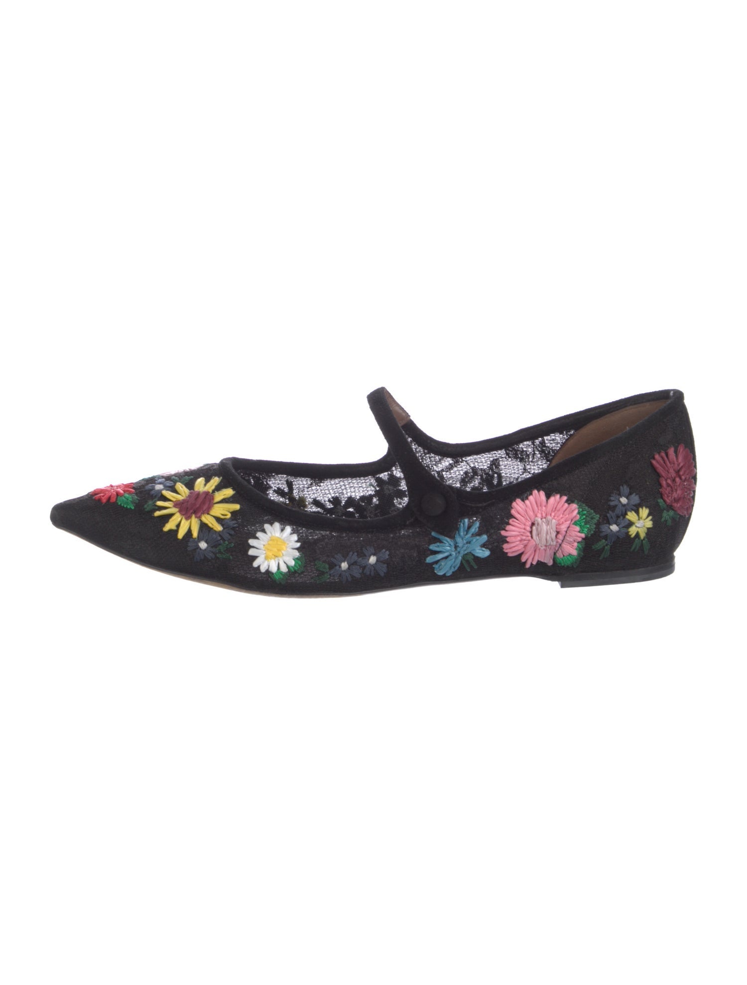 Tabitha Simmons Velvet Floral Print Mary Jane Flats