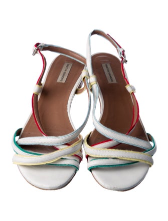 Tabitha Simmons Leather Printed Slingback Sandals