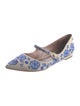 Tabitha Simmons Canvas Embroidered Accent Mary Jane Flats