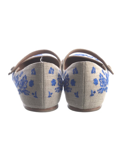 Tabitha Simmons Canvas Embroidered Accent Mary Jane Flats