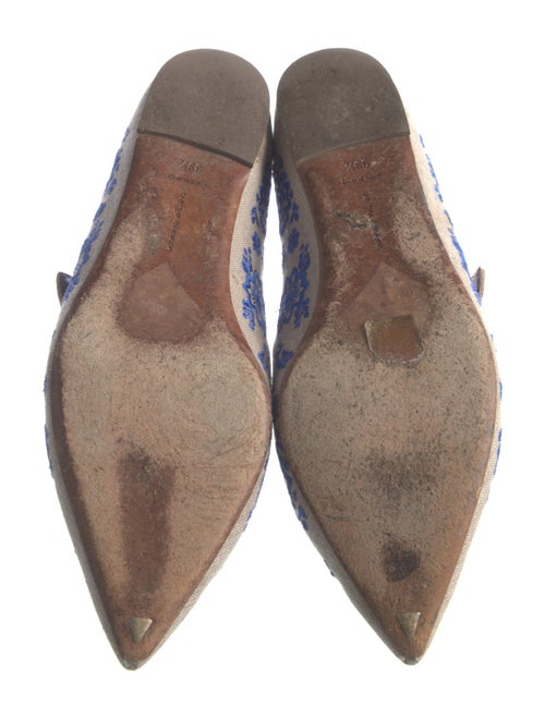 Tabitha Simmons Canvas Embroidered Accent Mary Jane Flats