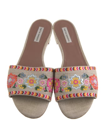 Tabitha Simmons Canvas Floral Print Slides