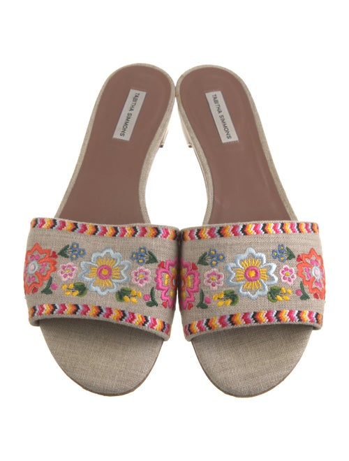 Tabitha Simmons Canvas Floral Print Slides