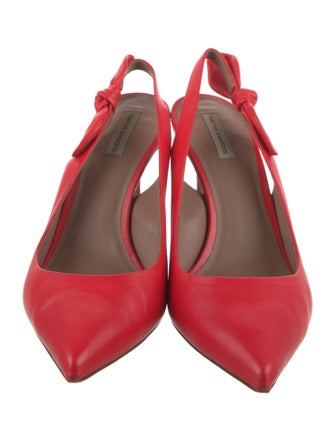 Tabitha Simmons Leather Bow Accents Slingback Pumps