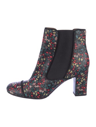 Tabitha Simmons Leather Floral Print Chelsea Boots
