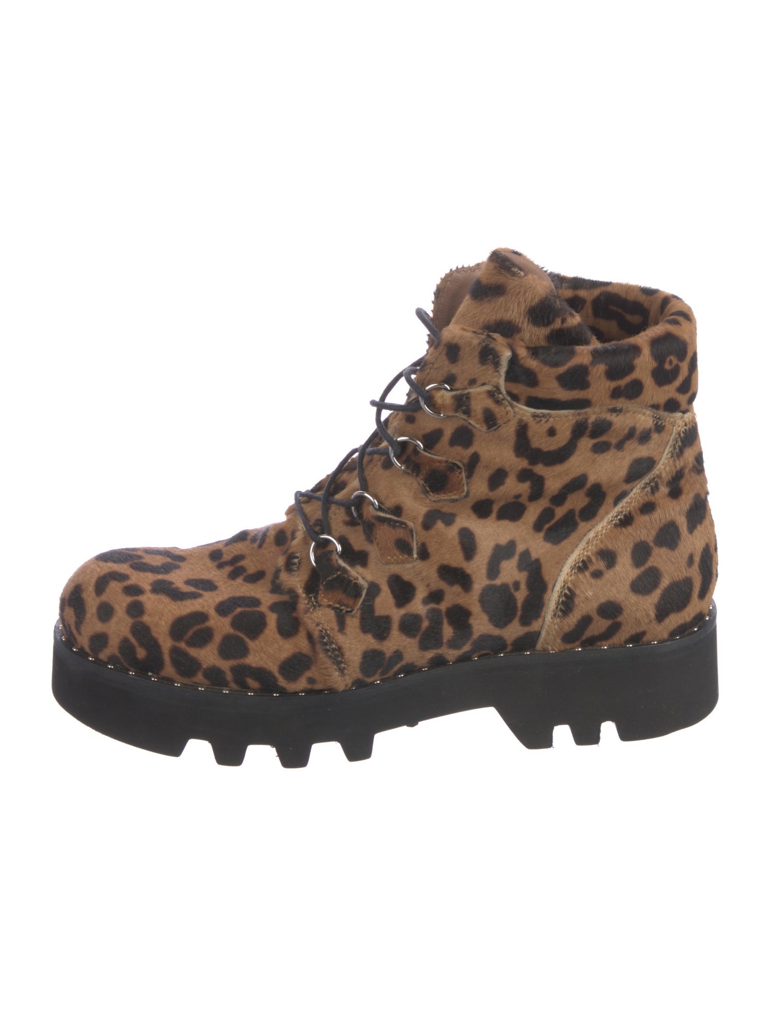 Tabitha Simmons Ponyhair Animal Print Combat Boots