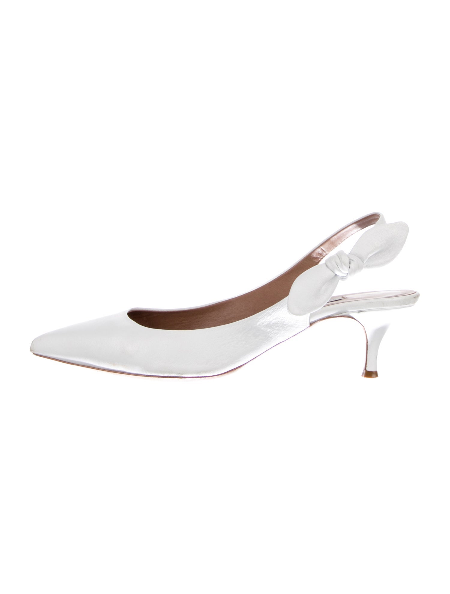 Tabitha Simmons Leather Bow Accents Slingback Pumps