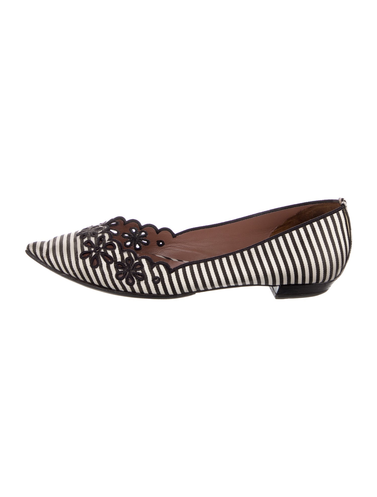 Tabitha Simmons Striped Eyelet Trim Ballet Flats