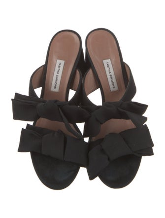 Tabitha Simmons Suede Bow Accents Slides