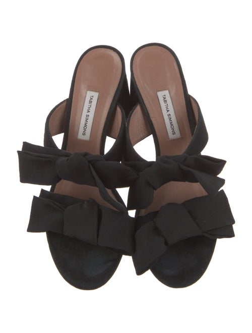 Tabitha Simmons Suede Bow Accents Slides