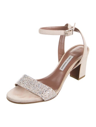 Tabitha Simmons Suede Crystal Embellishments Sandals
