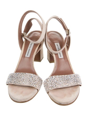 Tabitha Simmons Suede Crystal Embellishments Sandals