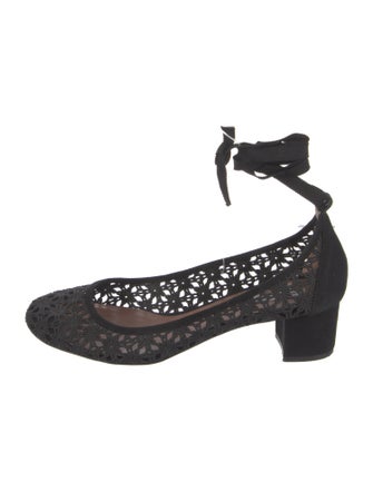 Tabitha Simmons Suede Lace Pattern Pumps