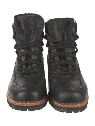 Tabitha Simmons Leather Colorblock Pattern Combat Boots
