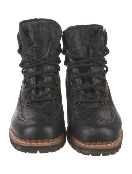 Tabitha Simmons Leather Colorblock Pattern Combat Boots