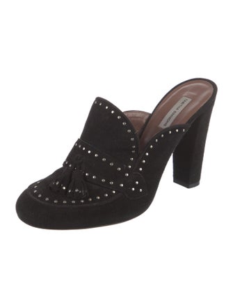 Tabitha Simmons Suede Tassel Accents Mules