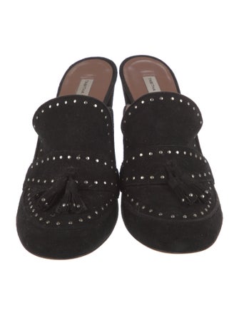 Tabitha Simmons Suede Tassel Accents Mules