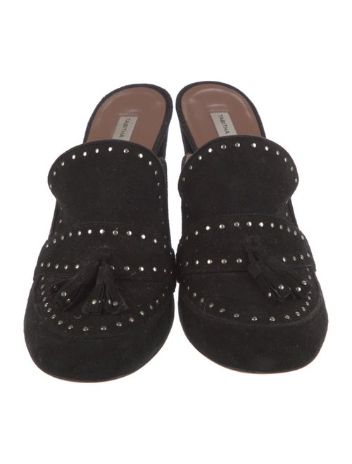 Tabitha Simmons Suede Tassel Accents Mules