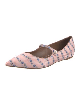Tabitha Simmons Faux Pearl Accents Floral Print Mary Jane Flats
