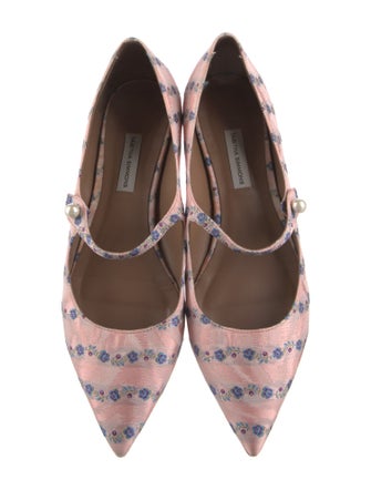 Tabitha Simmons Faux Pearl Accents Floral Print Mary Jane Flats