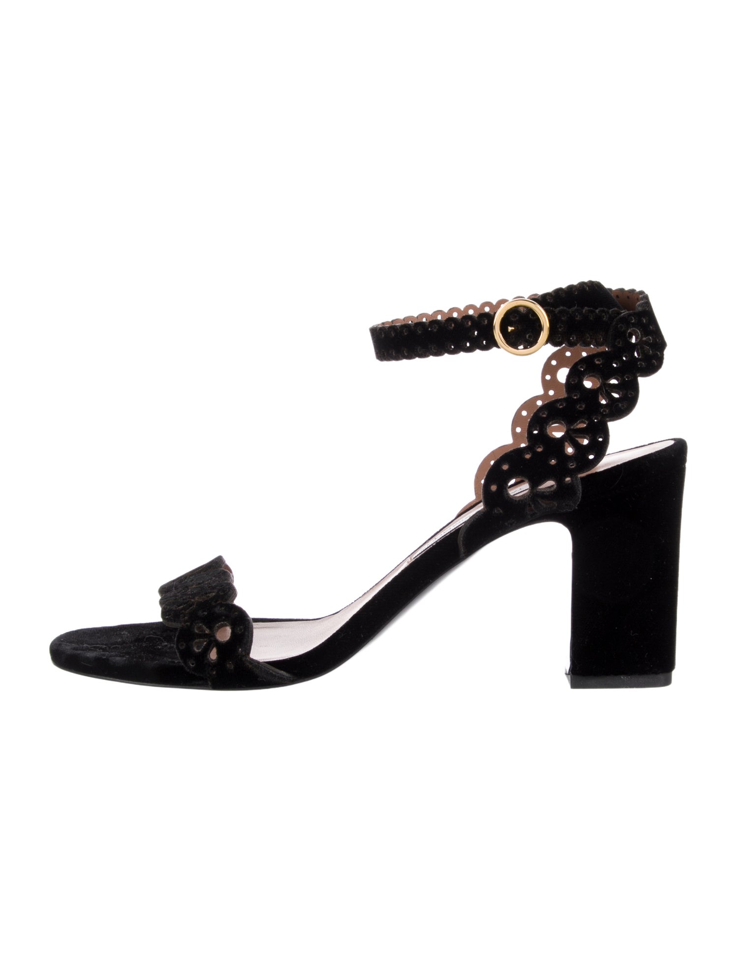 Tabitha Simmons Velvet Lasercut Accents Sandals