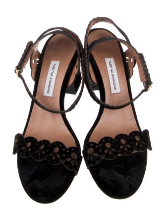 Tabitha Simmons Velvet Lasercut Accents Sandals