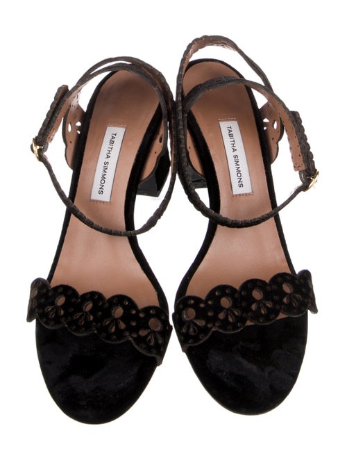 Tabitha Simmons Velvet Lasercut Accents Sandals